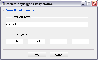 Perfect Keylogger's registration example