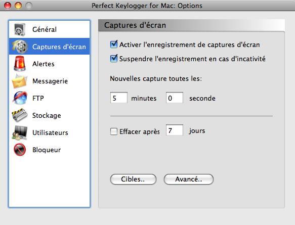 Keylogger for Mac - Perfect Key Logger - Screenshot recording options
