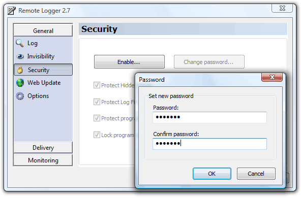 Remote Key Logger - Security Options