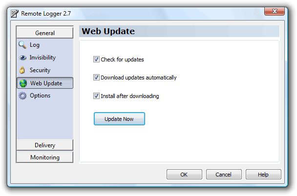 Remote Key Logger - Automated Update Settings